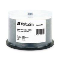 VER94755 - Verbatim CD-R 700MB 52X DataLifePlus White Inkjet Printable, Hub Printable - 50pk Spindle