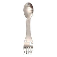VOSAREA Stainless Steel Fork Spoon Fork Bottle Can Opener Portable Camping Tool(Silver)