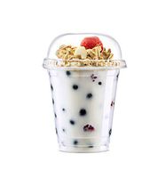 Disposable Plastic Cups with Lids by Green Direct - 8 oz. Party Cup with Dome lids for Cold Drinks - Bubble Boba - Iced Coffee - Tea - Smoothie 6 Packs of 100