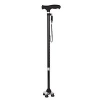 HXZXH Adjustable Quad Cane Lightweight Walking Stick For Men And Women Walking Stick With T Handle Hand Crutch With LED Light Fashionable And Sturdy (Original Black)