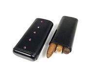 Aficionada Style 3 Cigar Leather Humidor - Amethyst