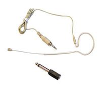 Over Ear Boom Microphone Headset - Professional Hands Free Omnidirectional Wired Audio Condenser Microphone Headset w/ 3.5mm / 1/4" Adapter, 1.2m Cable, and Windscreen - Pyle Pro PMEM1 (Beige)