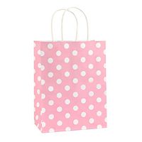 Gift Bags 25Pcs 8x4.75x10.5 Inches BagDream Shopping Bags, Paper Bags, Kraft Bags, Retail Bags, Holiday Party Bags, Pink Dot Paper Bags with Handles, Pink Paper Gift Bags