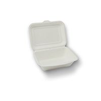 Stalkmarket 100% Compostable Sugar Cane Fiber Hinged Container, Lunch Box, 250-Count Case