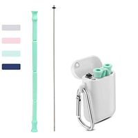 FRSWAY Reusable Silicone Collapsible Straws Portable Drinking Straw with Carrying Case and Cleaning Brush, BPA Free(Light green)