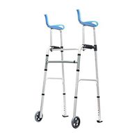 Walker Two-Wheeled Walker Assists The Elderly Walking Support Frame Foldable Lightweight Walker FANJIANI (Color : A)