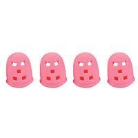 VORCOOL 4 Pcs Guitar Fingertip Protectors Silicone Finger Guards Finger Picks Protector Finger Caps for Ukulele Electric Guitar Mandolin - Pink (S)