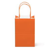 24 Counts Food Safe Premium Paper and Ink Small 8.5” X 5.25”, Vivid Colored Kraft Bag with Colored Sturdy Handle, Perfect for Goodie Favor DIY Bag, Environmentally Safe (Small, Orange)