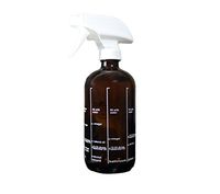 16 oz. Glass Spray Bottle for DIY Cleaning with Essential Oils; 5 Non-Toxic, all-natural homemade cleaning recipes printed on the side. Durability Guaranteed. Made in USA. Stream, mist & off settings.