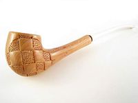 Fashion Long"CHESS" Pear Churchwarden Handcrafted Pipe Tobacco Long Lady Pipes Light White