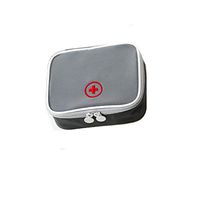 Lingcat Portable Empty First Aid Bag, Mini Travel Medicine Pouch Double Zippers Handy Pills Pocket for Travel School Home, Gray