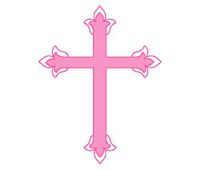 HotSaleStore Sticker Seals 48 Religious Girl Baptism Pink Cross!! Sticker Label Envelope Seals 1.2" Round