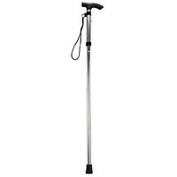 Walking Stick Adjustable Aluminum Metal Folding Collapsible Travel Cane with Non-slip Rubber Base (Silver)