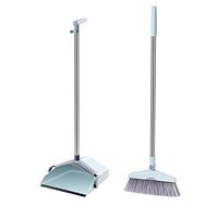 Broom and Dustpan With Long Handle Telescopic Up Non-stick Hair Extra Long Handle Rotatable Broom And Dustpan Windproof Stainless Steel Rod Broom Set Home Kitchen Room Schools Garden Clea
