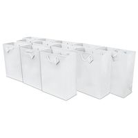 7.5x3.5x9" 12 Pcs. Medium White Premium Quality Paper Gift Bags with Handles, Party Favor Bags for Birthday Parties, Weddings, Holidays and All Occasions