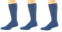 Sierra Socks Diabetic Arthritic Men Crew Cushioned Sole Smooth Toe 3 Pair Pack (Sock Size 10-13, Shoe Size 6-12, Navy)