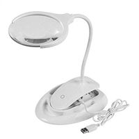 Read Magnifier Elderly Children Hobby Desktop Clip Night Book Reading Crafts Jewelry Identification 10X HD Led Light Handheld Illuminated Magnifying Glass Whiter
