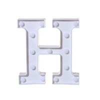 QIUUE 26 Letters LED Lights - Alphabet LED Letter Lights Light Up White Plastic Letters Standing Hanging A-N (H)