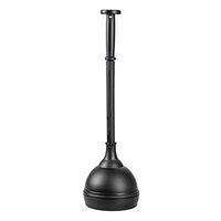 mDesign Plastic Bathroom Toilet Bowl Plunger Set with Lift & Lock Cover, Compact Discreet Freestanding Storage Caddy with Base, Sleek Modern Design - Heavy Duty - Black