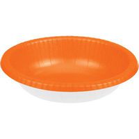 Club Pack of 200 Sunkissed Orange and White Disposable Paper Party Banquet Dinner Bowls 20 oz