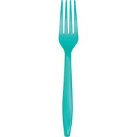 Club Pack of 288 Teal Premium Heavy-Duty Plastic Party Forks