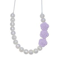 Munchables Sensory Chew Necklace for Girls (Pearls with Lavender Roses)