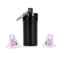 Ear Plugs - MASO 1 Pair 23DB Noise Cancelling Ear Plugs with a Sturdy Aluminum Carrying Case，Ultra Soft,Reusable and Waterproof for Sleeping,Army,Shooting,Swimming, Flying ect (pink/transparent)