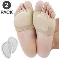 Flexzion Ball of Foot Cushion Metatarsal Pads for Women Men 1 Pairs (2 Pack) w/ 2 Extra Bonus Pads, Bunion Half Toe Separator Corrector Sleeve w/Breathable Fabric Insoles, Blister Callus Prevention