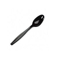 SafePro TSHB, 6" Black Heavyweight Plastic Tea Spoons, Plastic Disposable Catering Take Out Soup Teaspoons (100)