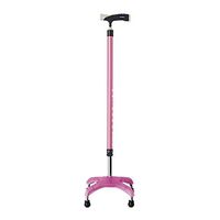 Crutches Four Feet Adjustable Non-Slip Walking Elderly Aluminum Blue Gold Pink (Color : Pink, Size : 73.5cm)