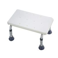 Bath Stool White Bathroom Shower Stool Adjustable Child Toilet Step Stool Telescopic Footrest with PE Plastic Seat Plate and Anti-Slip Mat