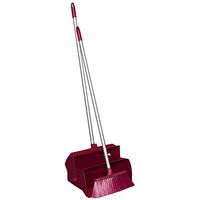 Remco 62504 Lobby Dustpan with Broom, Polypropylene/Polyester/Aluminum, 7" X 14" Bin, 37" Handle, Red