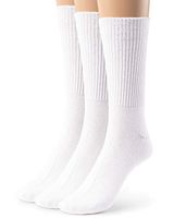 Silky Toes 3 or 6 Pack Men’s Bamboo Diabetic Seamless Soft Non-Binding Crew Socks, Also Available In Plus Sizes (13-15, White- 3 Pairs)