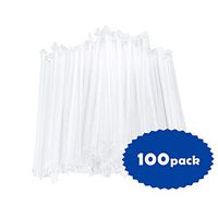 OTOR Plastic Drinking Straws Individually Wrapped, Clear, Pack of 100 (0.2 inches Wide, 8.7 inches Long)