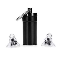 Ear Plugs - MASO 1 Pair 26DB Noise Cancelling Ear Plugs with a Sturdy Aluminum Carrying Case，Ultra Soft,Reusable and Waterproof for Sleeping,Army,Shooting,Swimming, Flying ect (black/transparent)