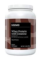 Amazon Brand - Solimo Whey Protein Powder with Creatine, Chocolate, 2 Pound (18 Servings)