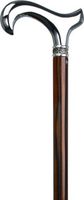 Chrome Plated Derby Walking Cane with Ebony Shaft and Rose Pewter Collar
