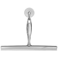 iDesign Zia Metal and Plastic Bathroom Squeegee for Shower, Glass Doors, Floors, Mirrors, with Suction Hook Holder , 12 Inches, Clear and Stainless Steel