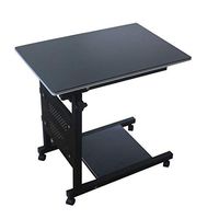 CBHLZ Adjustable Overbed Table,Hospital Bed Table,Mobile Computer Desk,Can Be Lifted and Lowered for Reading,Eating Breakfast,Laptop, Elderly Aid,Black
