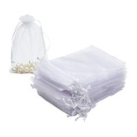 SHEING 100pcs Sheer Organza Bags Jewelry Pouches Wedding Party Valentine Christmas Favor Drawstring Gift Bags (White, 3 x 4 Inch)