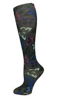 Prestige Medical 12 Inch Soft Compression Socks, Butterflies Grey, 2 Count