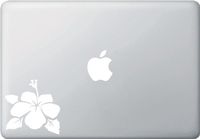 Yadda-Yadda Design Co. Hibiscus Flower - Design 2 - MacBook or Laptop Vinyl Decal - Copyright (3.5" w x 3.5" h) (Left) (Color Variations Available) (White)
