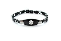 Black Satin Heart Bracelet - Medical ID