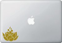 Lotus Flower w/Bubbles - Design 2 - MacBook or Laptop Decal (3.5" w x 3" h) (Color Variations Available) (Matte Gold)