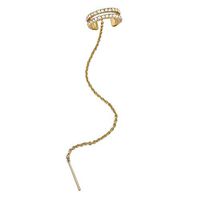 Sunhusing Exquisite Popular Rhinestone Hoop Earrings Single Ear Cuff Threader Ear Cuffs Simple Jewelry(White)