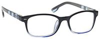 The Reading Glasses Company Black Soft Blue Stripe Readers Mens Womens Spring Hinges R40-3 +1.00