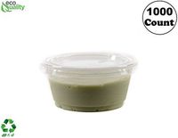 3.25 Ounce Clear Plastic Disposable Portion Cups with Lids 1000 Pack by EcoQuality, Jello Shot, Souffle Cups, Condiments, Sampling Cups, Complements (3.25 oz)