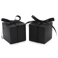 COTOPHER 100pcs Small Gift Boxes, Favor Boxes 2x2x2 inches Paper Gift Boxes with Ribbons Candy Box for Wedding Favors Baby Shower Bridal Shower Birthday Party (Black)