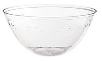 Exquisite 4 Pack of Premium Disposable Plastic Round Salad Bowls Set The Serving Bowls are Clear with a Classic Leaf Indentation Design that is Perfect for all Occasions. (96 oz (10 inch.))