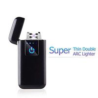 FL5018 Double Arc Plasma USB Lighter Rechargeable Windproof Flameless Electric Lighter (Electrophoresis Black)